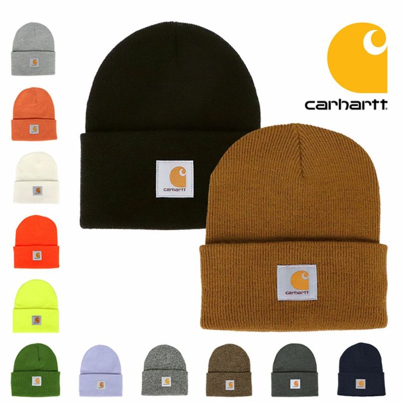 Carhartt カーハート ニット帽 ニットキャップ メンズ・レディース 帽子 ビーニー Carhartt ブラック カーハートブラウン オシャレ  ブランド アメカジ 男女兼用 秋冬 ファッション 誕生日プレゼント 彼氏 彼女 蛍光色 通販 人気 ブランド